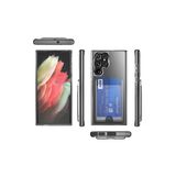 Corcishop Samsung Galaxy S21 Ultra Kılıf Şeffaf Pürüzsüz Yüzey Darbe Emici Kartlıklı Kapak