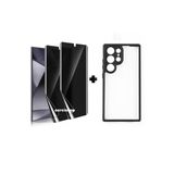 Corcishop Samsung Galaxy S24 Ultra Kılıf Kamera Korumalı Şeffaf Arka Yüzey + Hayalet Ekran Koruyucu