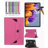 Corcishop Samsung Galaxy Tab A6 SM-T280 Üniversal 360 Standlı Kılıf + Ekran Koruyucu + Kalem - Pembe