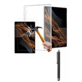 Corcishop Samsung Galaxy Tab S8+ Plus Sm-X800 12.4 İnç Şeffaf Silikon Kılıf + Nano Ekran Koruyucu + Kalem