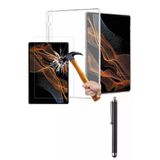 Corcishop Samsung Galaxy Tab S8 Sm-X700 11 Inç Şeffaf Silikon Kılıf + Nano Ekran Koruyucu + Kalem