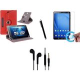 Corcishop Samsung Google Nexus 10 P8110 Uyumlu Set Universal Tablet Kılıfı Nano Ekran Koruyucu+Kalem Kulaklık - Kırmızı