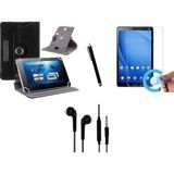 Corcishop Samsung Google Nexus 10 P8110 Uyumlu Set Universal Tablet Kılıfı Nano Ekran Koruyucu+Kalem Kulaklık - Siyah