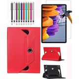 Corcishop Vorcom S8 Pro Universal 360 Dönerli Standlı Kılıf Tablet Kılıfı + Nano Ekran Koruyucu + Kalem - Kırmızı