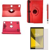 Corcishop Vorcom S8 Pro Uyumlu Kılıf 360° Dönerli Unıversal Standlı Kılıf + Nano Ekran Koruyucu + Kalem - Kırmızı