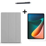 Corcishop Xiaomi Mi Pad 5 11 Inç Uyumlu Uyku Modlu Smart Tablet Kılıfı Ekran Koruyucu ve Kalem Seti - Gri