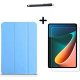 Corcishop Xiaomi Mi Pad 5 11 Inç Uyumlu Uyku Modlu Smart Tablet Kılıfı Ekran Koruyucu ve Kalem Seti - Mavi