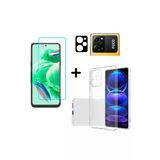 Corcishop Xiaomi Poco X5 Pro İle Uyumlu Kılıf Şeffaf Temperli Kırılmaz Cam Ekran Ve Kamera Lens Koruyucu Seti