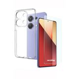 Corcishop Xiaomi Redmi Note 13 Pro 4G Kılıf Yumuşak Şeffaf Silikon + Nano Ekran Koruyucu Cam Set