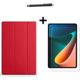 Corcishop Xiaomi Redmi Pad 10,61 Inç Uyumlu Uyku Modlu Smart Tablet Kılıfı Ekran Koruyucu ve Kalem Seti - Kırmızı