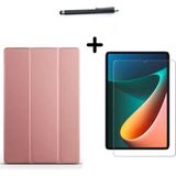 Corcishop Xiaomi Redmi Pad 10,61 Inç Uyumlu Uyku Modlu Smart Tablet Kılıfı Ekran Koruyucu ve Kalem Seti - Rose Gold