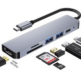 Corcoz 6IN1 Type-C To USB 3.0 Sd Tf 4K HD HDMI Pd Kart Okuyucu Çevirici Dönüştürücü Adaptör - PH011