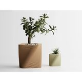 Corda Dekoratif Saksı - Kahverengi Yatay Çizgili Modern Bitki Saksısı 18 cm - 180x180x180mm