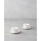 Cordelia New Bone China 4 Parça 2 Kişilik Kahve Fincan Takımı 90 ml Beyaz - Pembe
