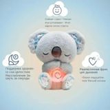 Cordial Nefes Alan Koala Bebek Sakinleştirici, Işıklı Tavşan Peluş Oyuncak, Gri Gri