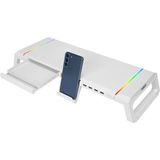 Core Bilgisayar Everest St1 4 USB Hub Rgb Işıklı Katlanabilir Yükseklik Ayarlı Beyaz Monitör Standı