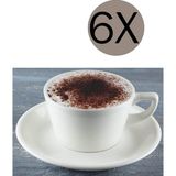 Core Çay Fincan Takımı, 6 Kişilik, Porselen, Beyaz - Standart - Renkli