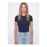 Coredra Bisiklet Yaka Örme Slim Fit T-Shirt Lacivert - C530