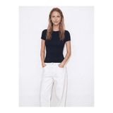 Coredra Bisiklet Yaka Örme Slim Fit T-Shirt Siyah - C530