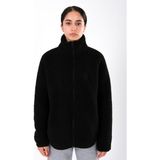 Coredra Boydan Fermuarlı Teddy Peluş Mont Kadın - Siyah - Siyah - Siyah