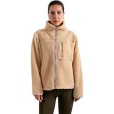 Coredra Crop Peluş Fermuarlı Ceket - C603 - Açık Bej
