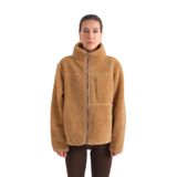 Coredra Crop Peluş Fermuarlı Ceket, L, crop-pelus-fer-ckt-c603, Bej, Kadın