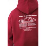 Coredra Just Keep Driving Oversize Fit Hoodie Sweatshirt, M, just-keep-driving-oversize-fit-hoodie-er, Bordo, erkek