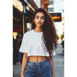 Coredra Oversize Crop T-Shirt, XL, 8687678544413, beyaz, Kadın