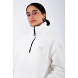 Coredra Yarım Fermuarlı Teddy Peluş Mont Kadın - Ekru - S
