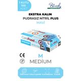 COREFOOD Ekstra Kalın Nitril Mavi Plus Muayene Eldiveni M - 1 Paket 100'lü