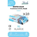 Corefood Ekstra Kalın Nitril Mavi Plus Muayene Eldiveni XL - 1 Koli-20 Paket-2000'li