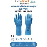 CoreFood Fl3 Premium Gıda-Temizlik-Bulaşık Eldiveni S - 1 Koli - 144 Adet - Mavi - Özel değer giriniz...