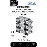 COREFOOD Nitril Siyah Power Muayene Eldiveni M - 3 Paket 50 li