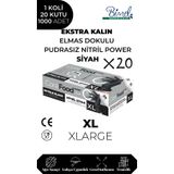 COREFOOD Nitril Siyah Power Muayene Eldiveni XL - 1 Koli-20 Paket-1000'li
