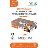 COREFOOD Nitril Turuncu Power Pudrasız Muayene Eldiveni M - 1 Paket 50 li