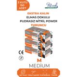 COREFOOD Nitril Turuncu Power Pudrasız Muayene Eldiveni M - 3 Paket 50 li
