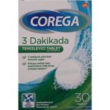Corega 3 Dakikada Temizleyici Tablet 30 Tablet Antibakteriyel Özellikli Diş Protezi Temizliği
