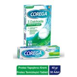 Corega 40 gr Super Protez Yapıştırıcı Tatsız Krem+Corega Cleanser Bio 30'lu Protez Temizleme