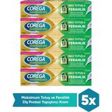 Corega 5 Adet Max Tutuş & Ferahlık Diş Protezi Yapıştırıcı Krem 40 gr Çinko İçeren Etkili Formül