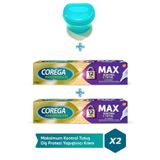 Corega Maksimum Kontrol Protez Yapistirici Krem 40Gr 2 Adet + Protez Dis Saklama Kutusu Cbkshop