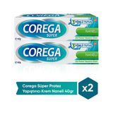 Corega Süper Naneli Diş Protezi Yapıştırıcı Krem 40 Gr 2'Li Avantaj Paketi
