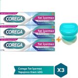 Corega Tat Içermez Diş Protez Yapıştırıcı Krem 40 gr x 3 Adet + Corega Protez Diş Saklama Kutusu