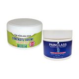 Çörek Otu Kremi Büyük Xlboy 200 ml Green + 150 ml Kuyruk Yağı Kremi Painclass/Diz Dirsek Iskelet Sırt Bel Kas Agrilarina Masaj Seti
