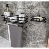 Corelle Kitchen Yapışkanlı Banyo Rafı Kağıt Havlu Tutacağı Ve Metal Sabunluk Set Düzenleyici Siyah