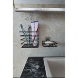 Corelle Kitchen Yapışkanlı Metal Diş Fırçalık + Sabunluk 2'li Set Siyah
