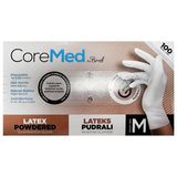 Coremed By Bimel Latex Pudralı Medium Beyaz Eldiven 100'lü