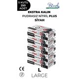 COREMED Ekstra Kalın Nitril Siyah Plus Muayene Eldiveni L - 5 Paket 50'li