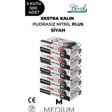 COREMED Ekstra Kalın Nitril Siyah Plus Muayene Eldiveni M - 5 Paket 50'li