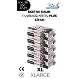 COREMED Ekstra Kalın Nitril Siyah Plus Muayene Eldiveni XL - 5 Paket 50'li