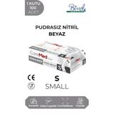 COREMED Nitril Beyaz Muayene Eldiveni S - 1 Paket 100 lü